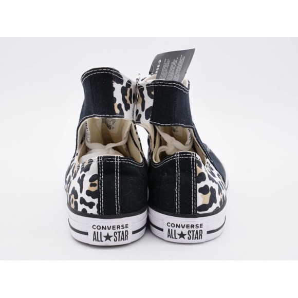 Converse Leopard Print High Top Sneakers - Black, Tan & White - Picture 5 of 9